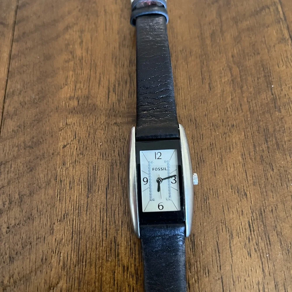 Fossil Black Leather Strap Watch